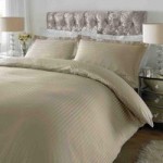 Xquisite Home Luxury 300 Thread Count Cotton Stripe Humus Duvet Cover and Pillowcase Set Natural