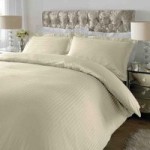 Xquisite Home Luxury 300 Thread Count Cotton Stripe Ivory Duvet Cover and Pillowcase Set Cream