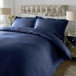 Xquisite Home Luxury 300 Thread Count Cotton Stripe Navy Duvet Cover and Pillowcase Set Blue