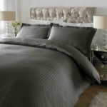 Xquisite Home Luxury 300 Thread Count Cotton Stripe Steel Duvet Cover and Pillowcase Set Grey