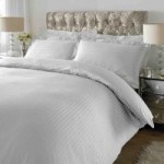 Xquisite Home Luxury 300 Thread Count Cotton Stripe White Duvet Cover and Pillowcase Set White