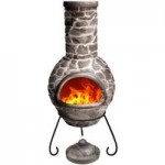 Cantera Large Brown Chiminea with Lid and Stand Brown