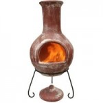 Colima Extra Large Red Chiminea with Lid and Stand Red