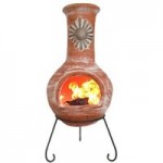 Gardeco Sol Extra Large Rustic Orange Mexican Chiminea with Stand and Lid Orange