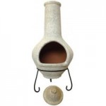Gardeco Tibor Jumbo Mexican Chiminea in Mottled Pale Grey with Stand and Lid Grey