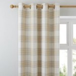 Fyfe Check Ochre Eyelet Curtains Ochre