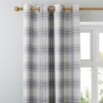Fyfe Check Charcoal Eyelet Curtains Charcoal