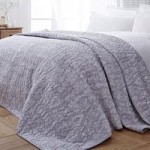 Bianca Cotton Paisley Printed Soft Grey Bedspread Grey