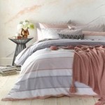 Bianca Cotton Blush Stripe Pink and Grey 100% Cotton Duvet Cover and Pillowcase Set Pink and Grey