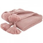 Bianca Cotton Tassle Knit Blush Throw Blush