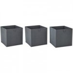Set of 3 Grey Foldable Storage Boxes Grey