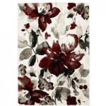 Watercolour Floral Rug Natural/Red