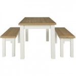 Compton Ivory Dining Table and Bench Set Ivory
