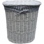Blue Stripe Large Laundry Basket White