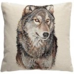 Tapestry Wolf Cushion Natural