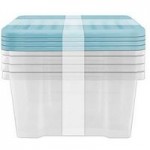 Pack of 4 20L Underbed Plastic Storage Boxes Duck Egg