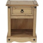 Corona 1 Drawer Bedside Cabinet Natural