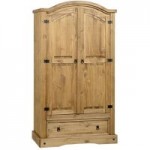 Corona Pine 2 Door 1 Drawer Wardrobe Brown