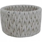 Cable Knit Storage Basket Cream