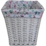 Botanical Meadow Wicker Waste Bin White