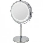 7 Inch Double Sided LED Pedestal Mirror Chrome