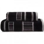 Sheared Stripe Black Towel Black
