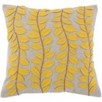 Scandi Ochre Leaf Trail Cushion Ochre