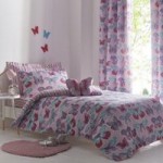 Butterflies Purple Reversible Duvet Cover and Pillowcase Set Pink