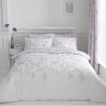 Iris Mauve 100% Cotton Reversible Duvet Cover and Pillowcase Set Mauve