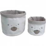 Bear Hugs Pack of 2 Storage Baskets Off-White