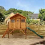 7ft x 8ft Honeysuckle Tower Playhouse with Slide Brown