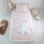 Unicorn Dreams Cot Bed Duvet Cover and Pillowcase Set Pink
