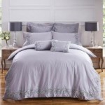 Dorma Liliana 100% Cotton Lace Embroidered Grey Duvet Cover Grey