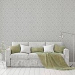 Calico Damask Soft Grey Wallpaper Grey