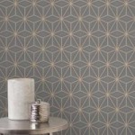 UK Pulse Star Geometric Charcoal Wallpaper Grey