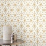 UK Pulse Star Geometric Cream and Gold Wallpaper White