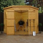 7ft x 7ft Winchester Solid Sheet Wooden Corner Shed Brown