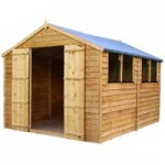 8ft x 12ft Winchester Wooden Overlap Apex Shed with Windows Brown