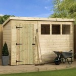 6ft x 10ft Empire Front Left Door Wooden Shed with 3 Windows Natural