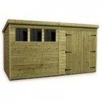 6ft x 14ft Empire Double Door Wooden Shed with 3 Windows Natural