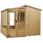 8ft x 8ft Winchester Wooden Combi Greenhouse Brown