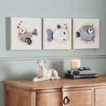 Set of 3 Pebble Fish Canvas Print White / Magnolia