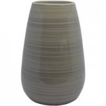 Natural Brushed Bands Ceramic Vase Off-White/Grey