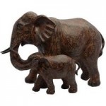 Dorma Mother and Baby Elephant Sculpture Brown