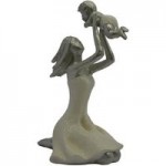 Mother and Baby Sculpture Silver