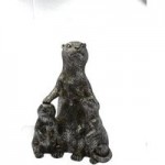 Otter Family Resin Sculpture Silver