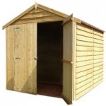 6ft x 8ft Pinnacle Double Door Overlap Apex Shed Natural