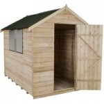 6ft x 8ft Forest Garden Pressure Treated Apex Shed Onduline Roof Natural