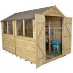 8ft x 10ft Forest Garden Pressure Treated Double Door Apex Shed Natural