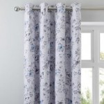 Ginkgo Butterfly White Blackout Eyelet Curtains White